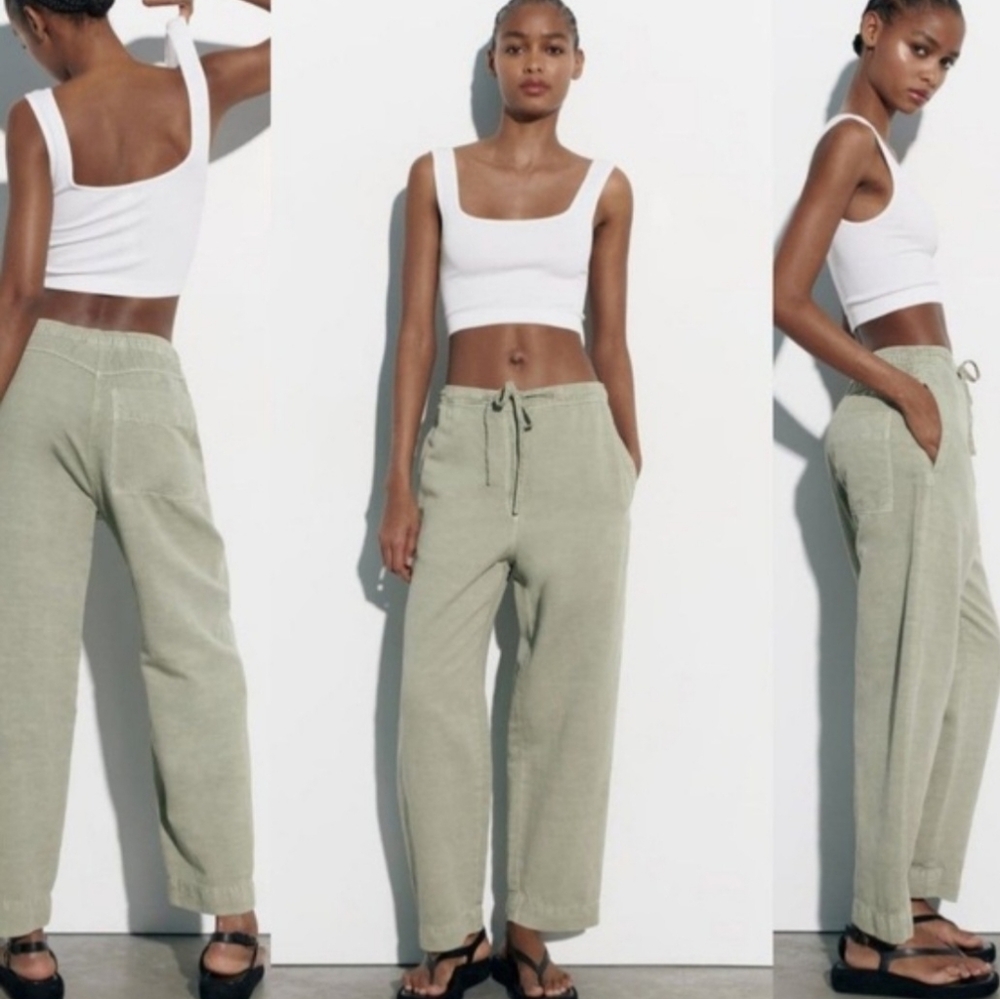 Zara Women's linen blend Trousers M